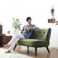 Kaki Kayu jepun Loveseat Linen Armless Sofa