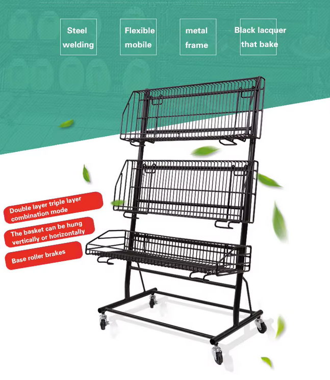 Supermarket Magazine Display Rack With Wheels