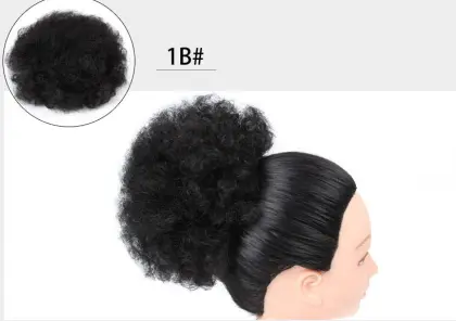 short hair curly weave drawstring ponytail extension, eco friendly  high temperature fiber chignon afro ponytail styles wig