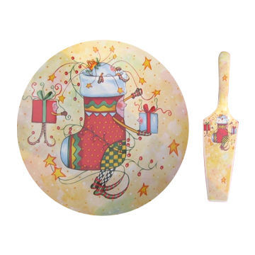 Cake Plate and Shovel, Made of Porcelain, OEM Orders are Welcome, Christmas Design