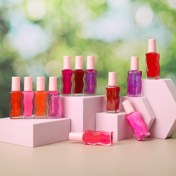 Wholesale Glass Wave Shape Color Changing Lip Oil - Moisturizing Fruit Flavor Balm