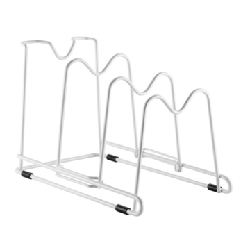 ชุดชั้นวางสายไฟโลหะสำหรับการจัดเก็บเครื่องครัว: ฝาหม้อและ PAN Organizer