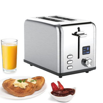 LCD Digital Display 2 Slice Toaster met timer, aftellen, annuleren, opnieuw verwarmen, ontdooien en verwijderbare kruimelvak - roestvrije broodrooster