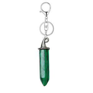 Malachite Hexagonal Prism GunBlack Wizard Cap Pendant Keychain