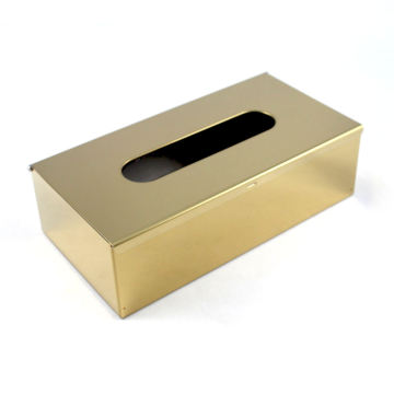 Factory Wholesale Metal Tissue Box - Black Gold Plated