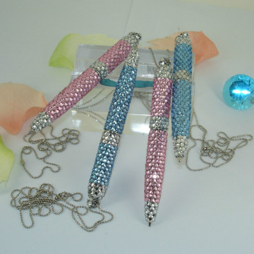 Necklace Pen with China crystal and keychain for Women's sweater Accessories Mini Crystal Pen Wholesale Products