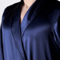 luxury shawl collar blue men satin silk robe