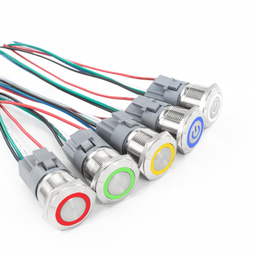 12v/24v hidup/mati keluli tahan karat IP67 20a LED diterangi logam menekan butang suis