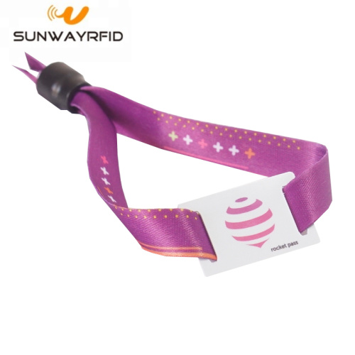 One Way Lock RFID Fabric Wristband for Events Ticketing