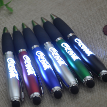 Özel Reklam Kalemi: 3'ü 1 arada Akıllı Stylus, LED Işık ve Beyaz Kalem Logo ile