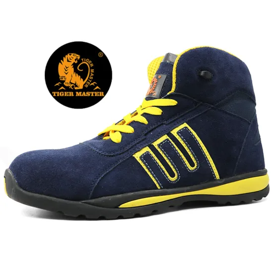 Oil resistant suede leather steel toe safety boots