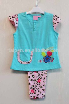 Lovely Style Baby Summer Pajama Short Sleeve Knitted Baby Girls Summer Pajama Set TP-7715
