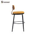 Wholesale Modern Fabric Low Back High Bar Chair Metal Legs Kitchen Bar Chair