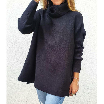 Tops de pull surdimensionné pour femmes à col roulé