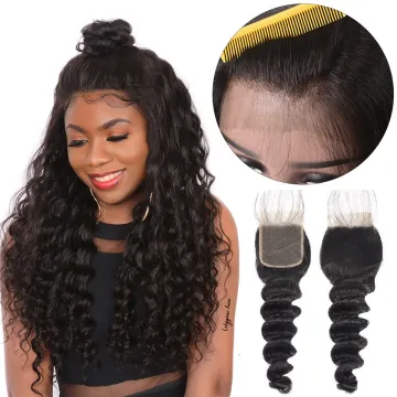 10A Unprocessed Brazilian Closure 4X4 Inch Loose Deep Wave Free/Three/Middle Part With Swiss Lace Brazilian Hair Lace Closure