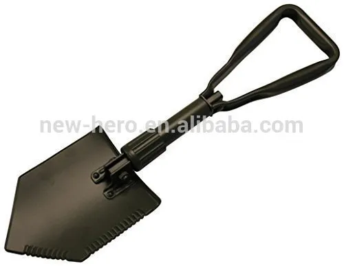 Folding Spade with Bag, Olive Green Comparable Bundeswehr / US Army Military Shovel / Field Spade (Entrenching Tool)