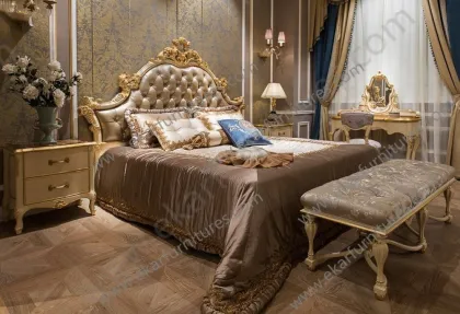 Luxury French Royal wood double bed designs Bedroom Furniture Sets
