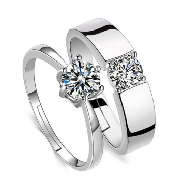 Koreanisches Design echt versilbert verteiltes kupfer Zirkon Paar Ringe - Modeschmuck