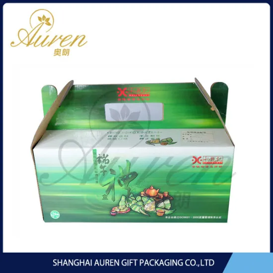 2014 China made folding rigid corrugated paper boxes for food pack with handle