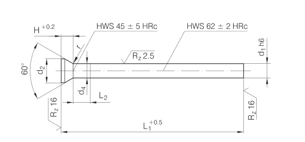 DIN9861 Conical Head Punch HSS WS HWS Material