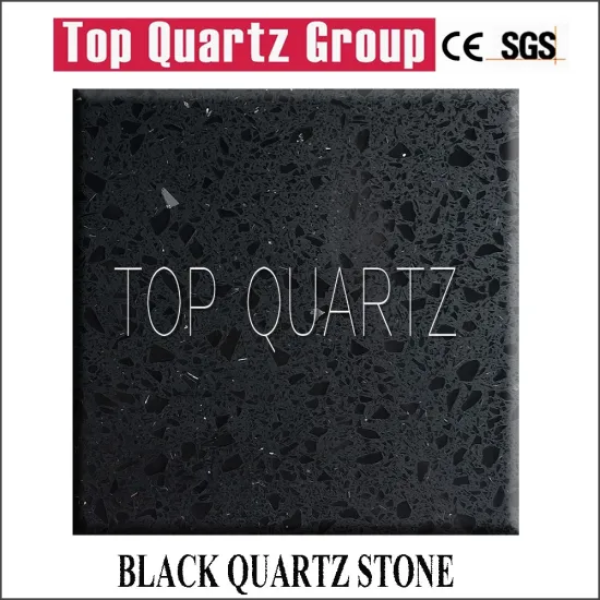 Hot sales black sparkling quartz stone,Black glass mirror quartz table top,countertio