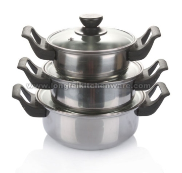 6PCS Stainless Steel Cookware Sets  with the glass lid and