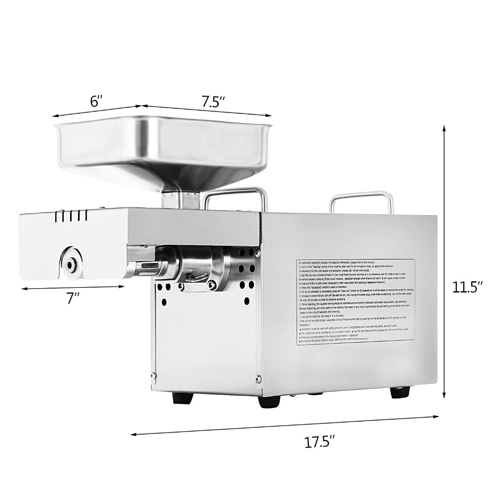 Automatic 110V/220V Cold And Hot Oil Press Stainless Steel Oil Press Machine Soybean Peanuts Seed Oil Extractor