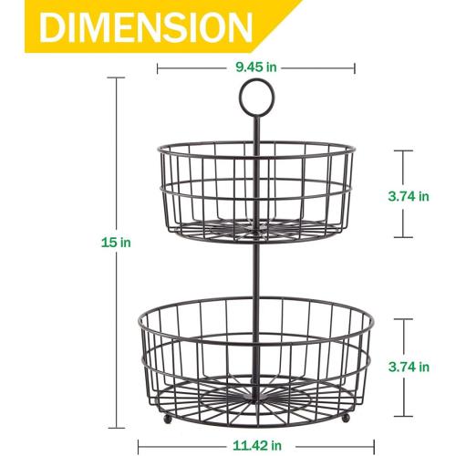 2 Tier Round Fruit Bowl Vegetables Storage Basket