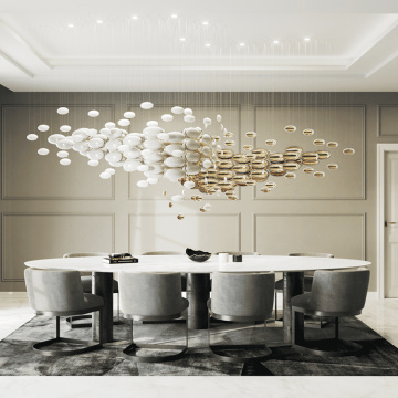 Hanging office oval glass led chandelier pendant light