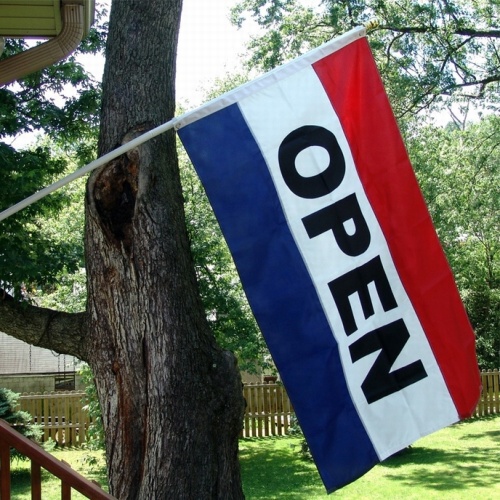 Polyester OPEN Flag Printing Satin Advertising Flags 3x5