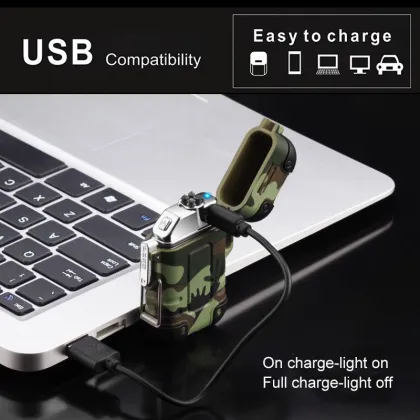  Waterproof USB Travel Lighter: Double Arc Windproof Electronic Cigarette Lighter