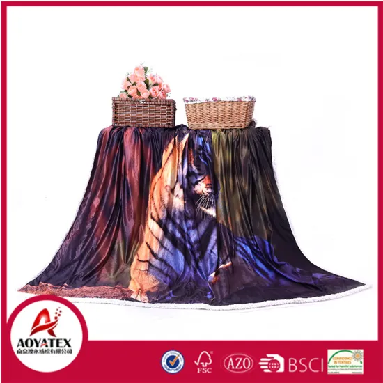100% Polyester Super Soft Printed Micromink Blanket With Sherpa