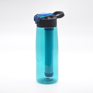 BPA-Free 650ml Purified Water Filter Bottle with Straw for Hiking and Travel