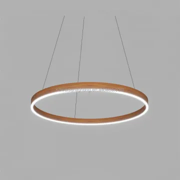 Adjustable Brightness Luxury Kitchen Island Wood Pendant Lights with 45cm (18") Diameter Circle Hoop Chandelier