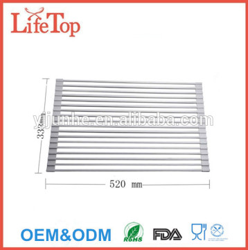 Over the Sink Stainless Steel & Silicone Dish Drying Rack