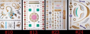 gold tattoo sex products necklace bracelets tatoo metal temporary tattoo women flash metalic fake gold silver tattoos