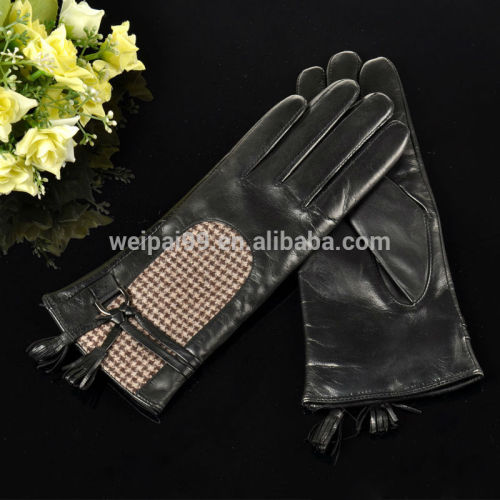 The back of hand plover case decoration women sheepskin leather gloves