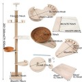 Wall Mounted Solid Wood Luxury Adjustable Height Cat Tree Tower Scratching Post Multi-Level Activity Center Pet Supplier