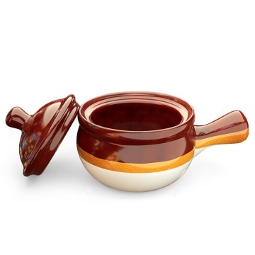 Custom Stoneware French Onion Soup Bowls with Handles - Microwave Safe Ceramic Soup Crocks