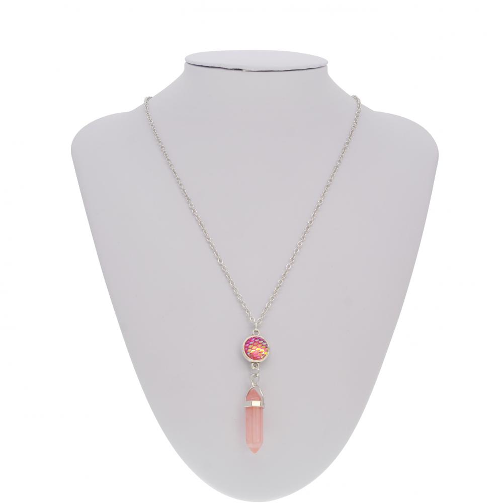 écailles de poisson prisme hexagonal Cherry Quartz Necklace