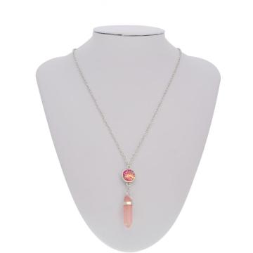 fish's scales hexagonal prism Cherry Quartz Necklace