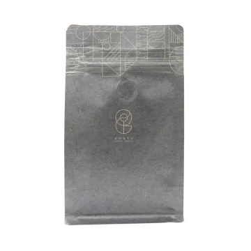 Kraft paper coffee foil bags flat bottom pouch