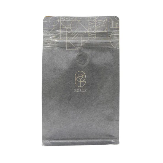 Kraft paper coffee foil bags flat bottom pouch