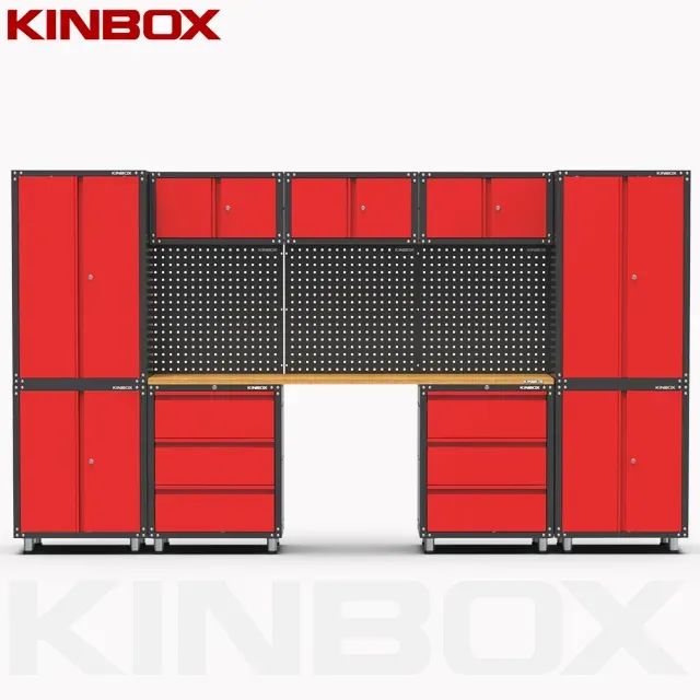 Kinbox 13-Piece Steel Tool Wall Cabinet for Workshop Garage Storage