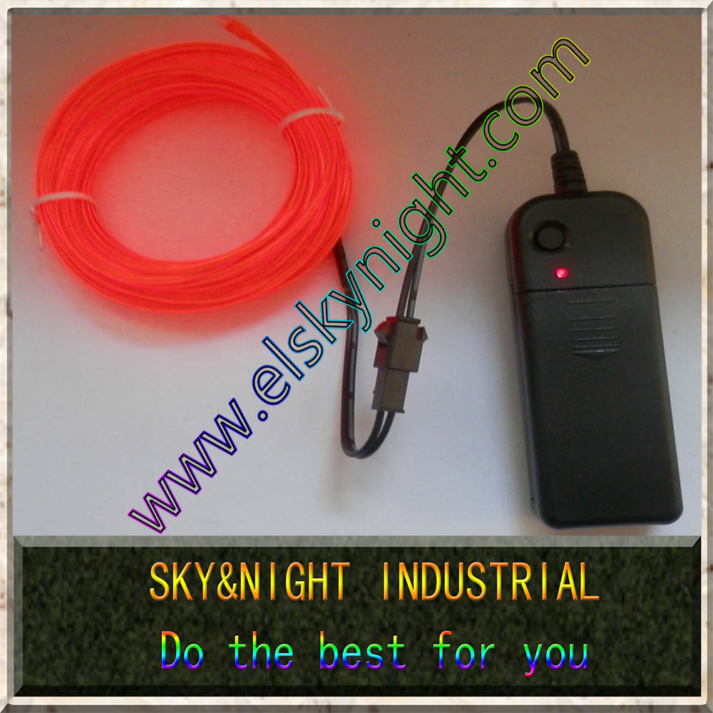 Red 4m Flexible Neon Light El Wire Rope Tube 2aa Battery Case Inverter ...
