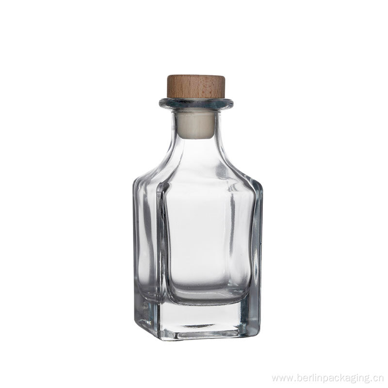 Square Empty Glass Liquor Bottle