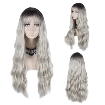Highest Quality Artificial For Sale Women Heat Resistant Adjustable Extensions Ombre Soft Natural Synthetic Silver Hair Wigs