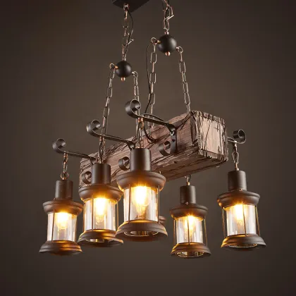 Wooden Wheel Chandelier for Restaurants