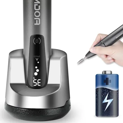 Cordless Electric Nail File with 35000rpm Speed, Adjustable Direction & Drill Bits Holder