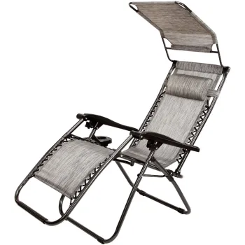 Set of 2 Outdoor Zero Gravity Chairs: Reclining Loungers with Sun Shade and Headrest